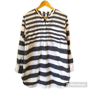 Merona Women’s XL Tunic Shirt Blouse Blue White bold Striped Nautical Coastal